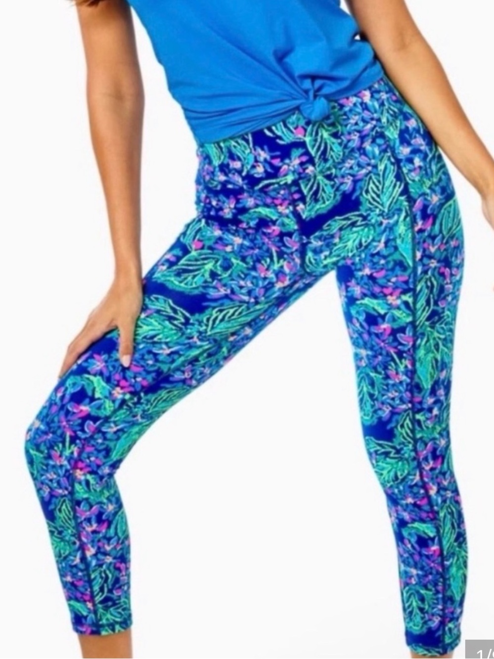 Lilly Pulled UPF 50+ Luxletic  Crop Eclipse Blue Serenade in the Shade Legging M